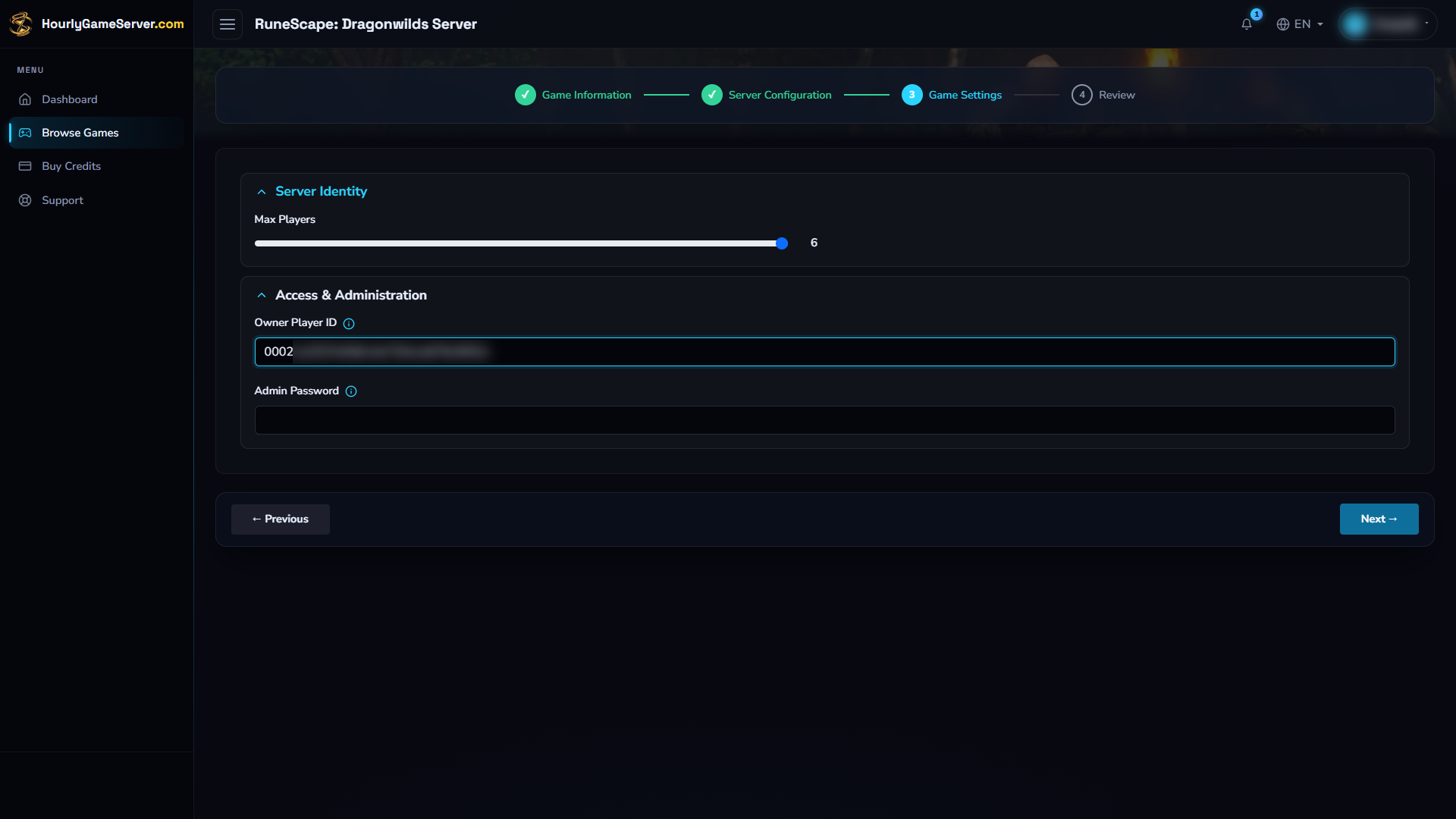 Dragonwilds game settings showing Max Players and the expanded access controls